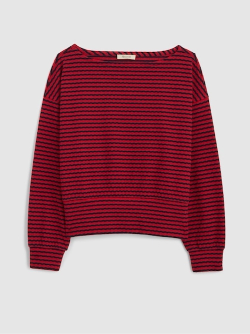 NEW…Madewell Textural-Stitch Striped Boatneck Top